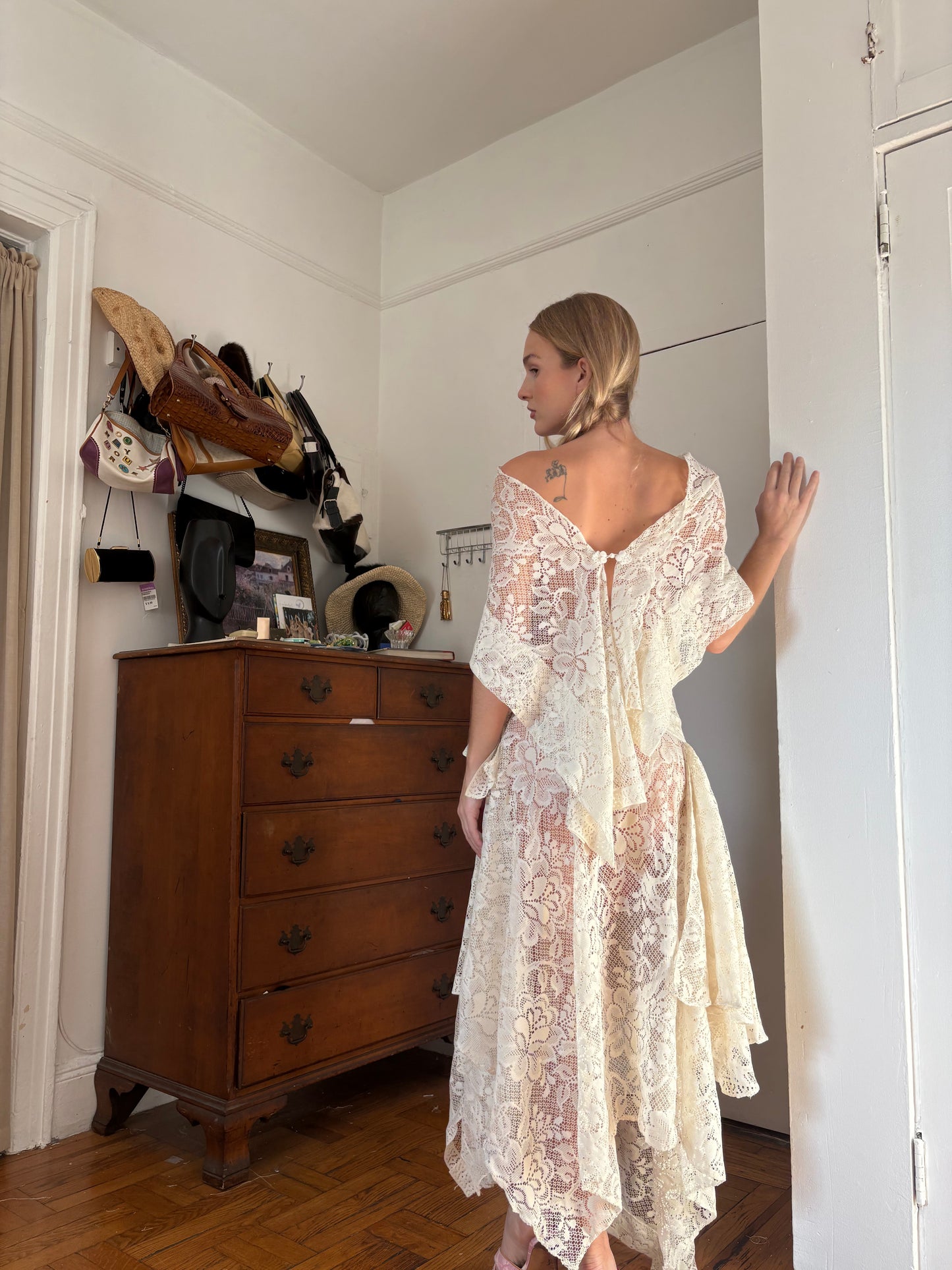 White Lace Off-The-Shoulder Set